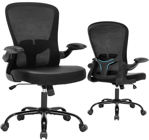 HOMIFYCO Bürostuhl, Ergonomischer Schreibtischstuhl mit hochklappbaren Armlehnen, PU-Leder-Computerstuhl, Schwarz