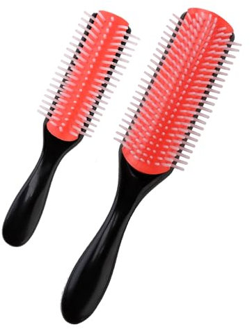 Hair Brush for Women and Men - 2 Pieces Pink Long Brush for Curly, Straight, Thick Hair - Wet and Dry Brushing, Straightening