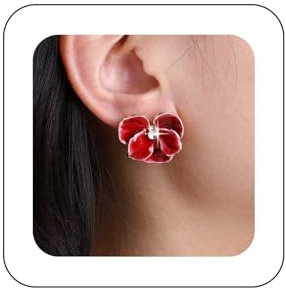 Yheakne Vintage Smalto Orchidea Orecchini Esagerato Acrilico Fiore Rosso Petali Gioielli Per Le Donne