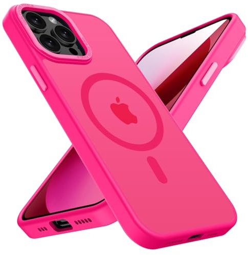 KPPIT Magnetic Case for iPhone 13 Pro Max Compatible with MagSafe, Shockproof Drop Protection, Frosted Translucent Back Phone Case for iphone 13 Pro Max,Rose red
