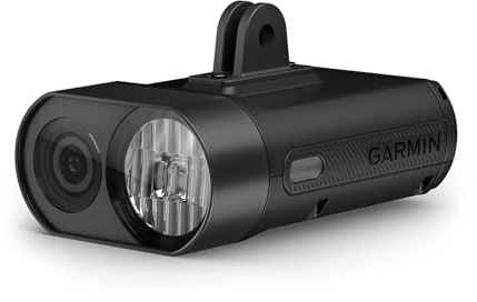Garmin Varia Vue, Videocamera per bici con luce frontale, Registra in 4K a ciclo continuo, Salva i video in caso di incidente, Luce 600 lumen, Regolazione automatica intensità, Autonomia fino a 7 ore