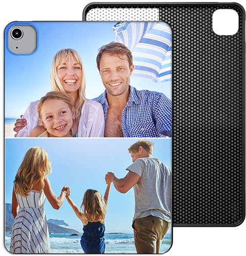 Personalised Case Compatible with All iPad models iPad 10th, 9th Gen,6th Gen, 5th Gen, Mini, Air, M2, M3 – Collage Photo Black Silicon Shockproof Cover - Personalize with TWO-PHOTOS