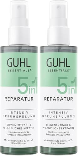 Guhl 5 in 1 Intensiv Sprüh-Spülung - Inhalt: 150 ml - Reparatur - Ohne Silikone - Mit Hitzeschutz - Planzliches Keratin (Packung mit 2)