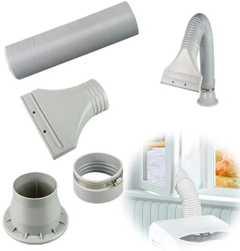 Kit Fenetre Pour Climatiseur Mobile,Embout Tuyau Climatiseur Mobile,Tuyau D'éVacuation D'Air Pour Climatiseur, DiamèTre 105 Mm, Longueur RéGlable De 0,7 à 1,7 M,Pour Climatiseurs,Hottes De Cuisine (A)