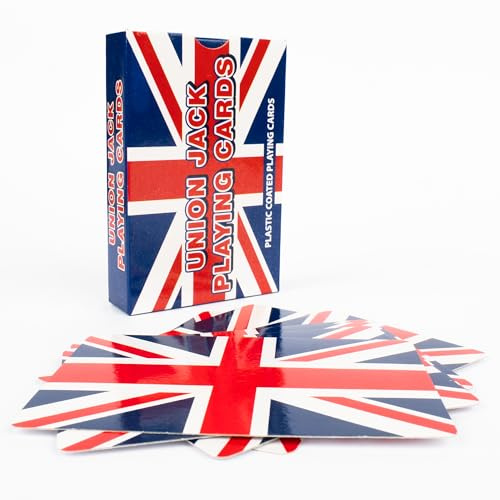 D.A.Y. Republic Professional Standard Union Jack Plastic Coated Poker Size Playing Cards, 52 Card Deck +1 Joker, Ideal for Poker Nights, Parties and Family Games