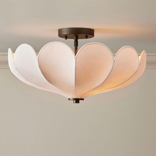 16 Parasol Shape Flush Mount Ceiling Light - Modern Floral Fabric Shade