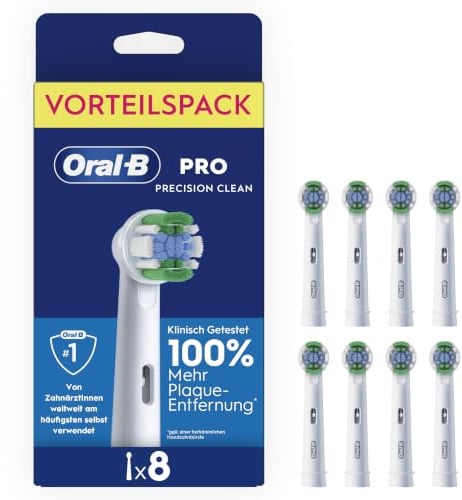 Oral-B Aufsteckbürsten PRO Precision Clean, Weiß, 8 Stück | Original Zahnbürstenaufsatz für Elektrische Zahnbürste, Zahnreinigung für Täglich Frischen Atem