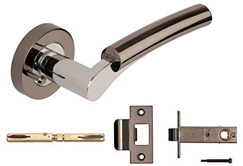 Excel Architectural 3575-PRV Ultimo Door Handles & Push Button Privacy Latch, Polished Chrome/Black Nickel