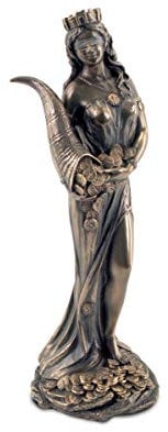 Figur Göttin der klassischen Fortuna Kunstharz Bronze. 18 x 6.5 x 6 cm