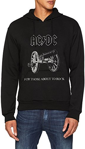 ACDC Men's AC/DC about to Rock Hoodie, Black (Black Black), Small