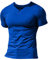Men Summer Casual Short Sleeve Henleys T-Shirt Single Button Placket Plain v Neck Shirts Cotton Style A Blue M
