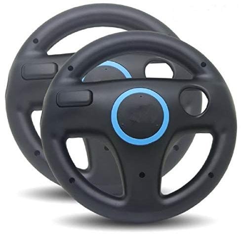 TheMax Black (Pack 2) Wheel Steering wii Controller Design Stand Mario Kart Racing Game Steering Wheel Stand For Wii Game Controller