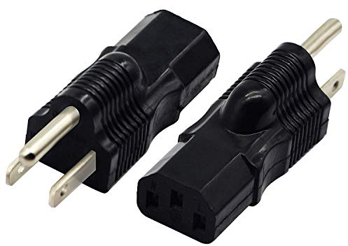 zdyCGTime 3-Pin C13 Weiblich auf NEMA 5-15P Männlich Stecker Energieversorgung Adapter für Standard Computer Netzteil 10A/125V (XH-A03-1) (NEMA 5-15P auf IEC 60320-C13) (2 Stück)