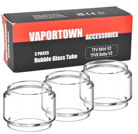 Vaportown 3X Pyrec Ersatzglas für SMOK TFV8 Baby V2 TFV-Mini V2 Tank Regenbogen Transparent Fat Boy Glass für Mag Grip Kit Species Kit (Transparent)