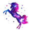 163 Wandtattoo Einhorn pink lila Sterne Größe 1000 x 1000 mm