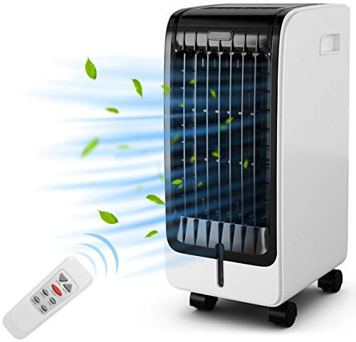 GOPLUS 4 in 1 Luftkühler mit Wasserkühlung, Mobile Klimaanlage mit 75 W Leistung & 3 Geschwindigkeitsstufen & 6 L Wassertank, Tragbarer Ventilator, Luftbefeuchter, Fernbedienung, Timer bis 8 h