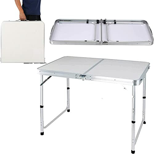Autofather Tragbarer Campingtisch, faltbar, Picknicktisch, Gartentisch, Party, Küche, Outdoor, Grillparty, 120 cm, höhenverstellbar, Aluminiumrahmen, leicht