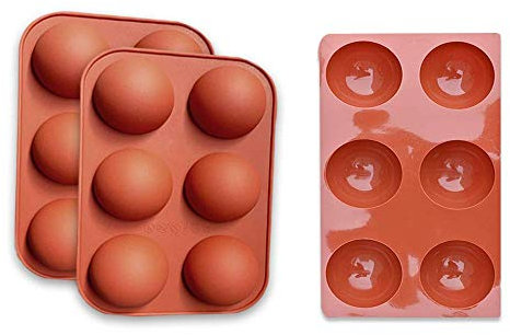 Zueyen Lot de 3 moules en silicone hémisphère moyen pour bonbons et chocolats avec 6 cavités