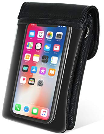 befen Touch Screen Phone Bag, Genuine Leather Mobile Phone bags for Women Small Cell Phone Crossbody Purse Wallet Pouch Handbag, Mini Shoulder Bag with Card Slots and Keyring