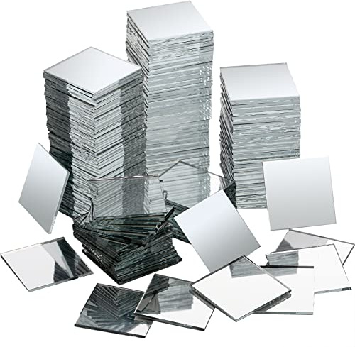 Suwimut 200 Pieces Square Mirror Tiles, 2.5cm/1inch Small Real Glass Mirror Tiles, Mini Decorative Craft DIY Mirror Mosaic Tiles for Arts Crafts Supplies, Wall Door Home Decoration
