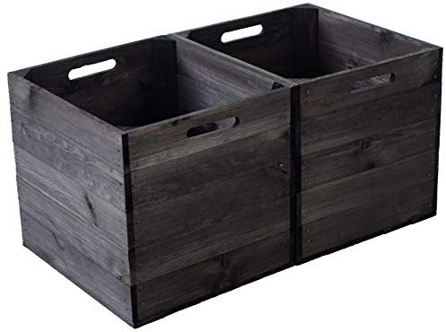 Holzkiste schwarz passend für alle Ikea Kallax Regale und Expedit Regale Einschubkiste Schubladenbox Weinkiste 32x37x32cm (2er Set)