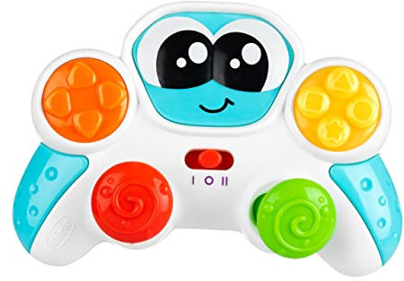 Chicco Baby Gamer Controller, Juguete Interactivo Parlante, Español/Inglés, Mando Videojuegos, Didactico, 2 Teclas para Activar Efectos Luminosos, Más de 20 Sonidos, Luces y Sonidos, 6 Meses-3 Años