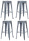 Duhome Barhocker Eisen Barstühle 4er Set, Sitzhöhe 76cm Tresenhocker, Stapelbar Metall Bistrohocker mit Fußstütze im Industry Design, Grau