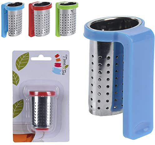 Teesieb Edelstahl, Höhe: 4 cm, Breite: 3,5 cm, zum Einhängen an Tassenrand, 1 aus 3 Farben
