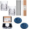 Gin Gläser Set | 2X Gin Gläser Kristall Tumbler Glas | 2X Glasuntersetzer | 4X Strohhalme Edelstahl schwarz | XXL Eiswürfelform Silikon mit Deckel