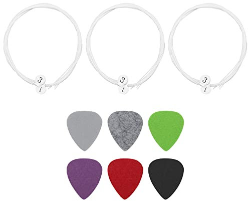 eMagTech 3 Sets Ukulele String Ersatz mit Filz Plektrum Nylon Ukulele String mit bunten Filz Pick Ukulele Zubehör Teile