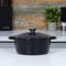 Blackmoor 67519 22cm Cast Iron Casserole Dish With Lid / 2.5L Capacity/Oven Proof Up To 260°C/Non-Stick Enamel Coating/Easy Grip Handles/Works On All Hob Types/Stylish Black Colour