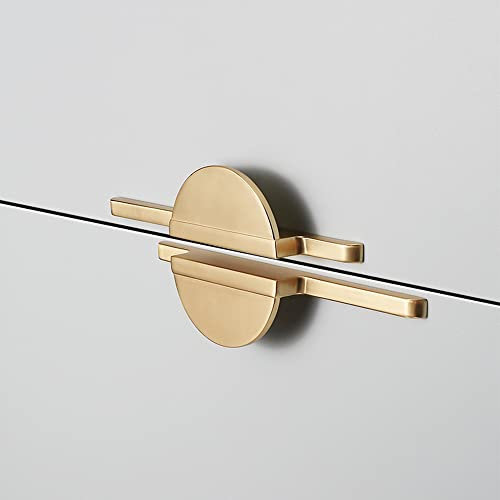 Wotendy 2 Pack Cabinet Pulls Handles, Gold Kitchen Door Handles, Cupboard Pulls Drawer Pulls 64mm, Zinc Alloy Cupboard Pulls, Half Moon Wardrobe Handles