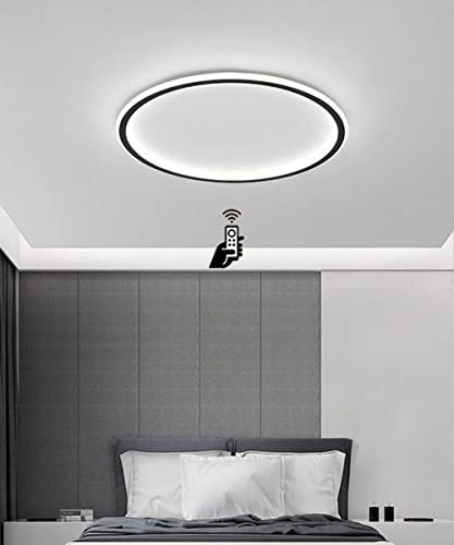 60W LED Panel Lampe Deckenleuchte Wohnzimmerlampe Dimmbar Minimalistisch Ring-Stil Metall Rund Acryl-Schirm Deckenlampe mit Fernbedienung Ø50cm Modern DeckenBeleuchtung für Schlafzimmer Büro Esszimmer