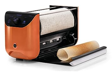 EVOCHEF EC Flip Automatic Dosa and Crepe Maker, 1-Minute Dosas, 360° Food Grade Coated Roller, Easy Cooking Time & Thickness Control, Touch Controls, Compact & Portable, 1600W, Metallic Orange