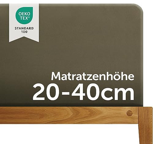 Blumtal Luxus Boxspringbett Spannbettlaken 180x200cm - 200x220, bis 40cm Höhe - Oeko-Tex Zertifizierte Baumwoll Bettlaken - 180x200 I 180x220 I 200x200 für Boxspring- & Wasserbett, Dark Olive Green