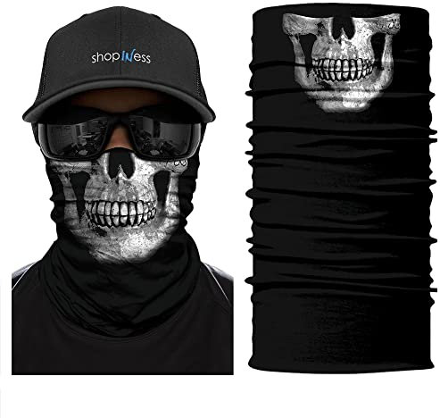 ShopINess Tour de Cou Crâne 3D avec Doublure Polaire – Cache-cou Moto, Ski, Snowboard et Sports d’Hiver Unisexe (Os)