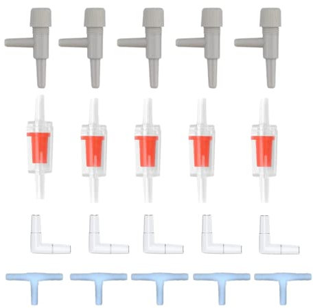 Aquarium Check Valves、Airline Tubing Connectors Plastic Inline Valve、Aquarium Air Flow Control Valve(20PCS for fish tank)