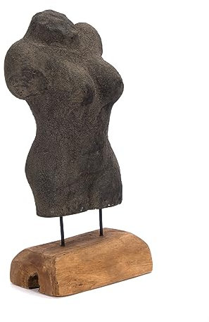 CREEDWOOD SKULPTUR Femme | Grau, 54cm, Beton | Weiblicher Torso, ästhetische Körper Figur, Frauenkörper Standfigur auf Sockel, Büste Deko Objekt, Feminine Statue
