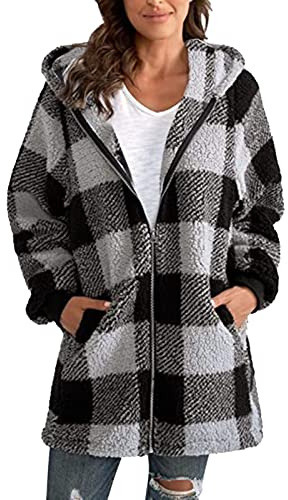 MJGkhiy Giacca Donna Invernale Peluche Casual Hoodie Sherpa Felpa Con Coperta Kimono Manica Lunga Fuzzy Maglioncino Calda Pullover Curvy Vestaglia Cardigan Teddy Outwear Con Tasche