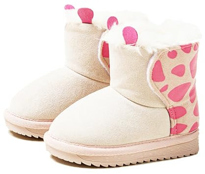 Fudaolee Stivali da Neve per Bambine e Ragazze Calda Foderati Stivaletti Carino Peluche Stivali Morbide Piatto Scarpe Invernali All'aperto Antiscivolo Boots Rosa 29/30 EU = Etikett 180