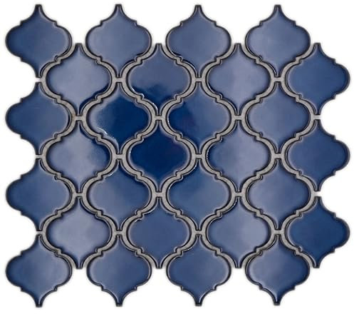 Mosaikfliesen Florentiner 29,3x24,5 cm, Mosaikstein: 5,2x5,2x0,6 cm, KÜCHE WC BAD DUSCHE THEKENVERKLEIDUNG POOL, 1 Mosaikmatte (Blau glänzend)
