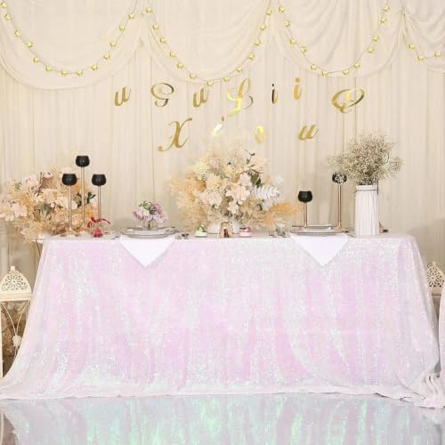 Eternal Beauty Sequin Tablecloths Rectangle Iridescent 152 x 305 cm wedding Halloween Chrismas Party Banquet New Year’s Day