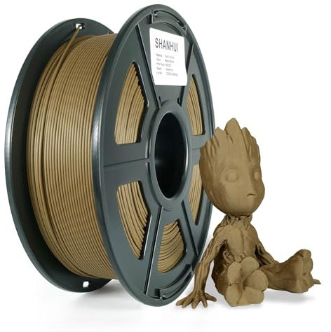 Dunkles Holz Walnuss PLA Filament 1,75mm, Walnuss 3D-Drucker Filament mit 30% Echtholzfaser, Holzfilament, 1KG(Dunkles Holz Nussbaum)
