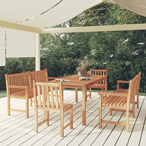 Gecheer 5-TLG.Garten Essgruppe Gartenmöbel Set,Sitzgruppe Esstisch mit Stuhl,Terassenmöbel,Gartengarnitur für Garten Terrasse Massivholz Teak-2421