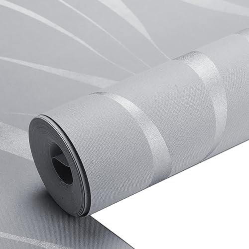 CUCUFA Papier peint intissé en relief gris, moderne, insonorisant, respirant, gris, à paillettes argentées, pour chambre à coucher