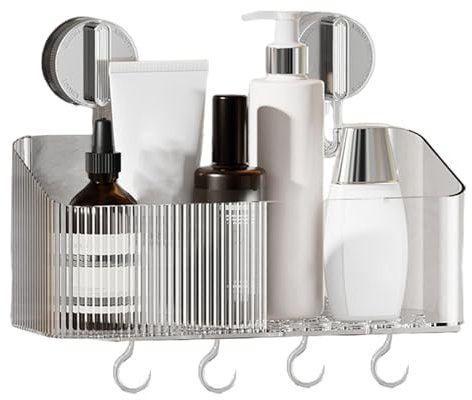 Storage Rack | Wall Bin | Suction Bin | Hanging Bathroom Organizer, Toothbrush Suction Holder, Wall Mounted Kitchen Bin, Student Dorm Organizer, Space Saving Bathroom Rack, Suction Cup Bin for Wastes
