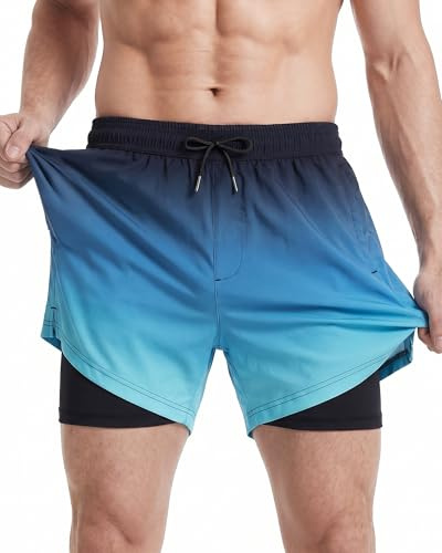 maamgic Badehose Herren 2-in-1 Badeshorts | weiches Innenfutter, Anti-Scheuer, 4-Wege-Stretch, 2 Reißverschlusstaschen, Handy-Innentasche, Seitenschlitze, Sport & Alltag