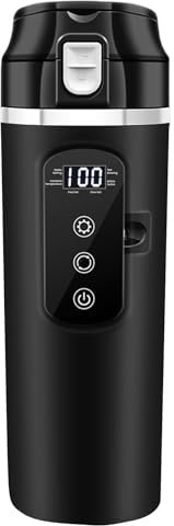 12v - 24v Wasserkocher für Auto, 500ml Elektrischer Reisewasserkocher Edelstahl mit 12 Volt Zigarettenanzünder für Heißwasser Kaffee Tee, KFZ Lkw Reise Camping