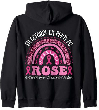 En Octobre On Porte Du Rose Cadeau Octobre Rose Ruban Rose Sweat à Capuche