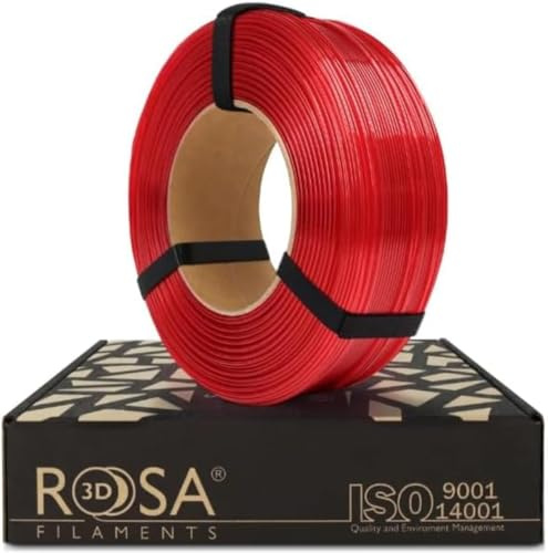 ROSA3D PETG HS Filament 1.75 mm für 3D Drucker, PETG Transparent Rot Refill 1 kg